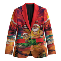 Hawaii Volcano Christmas Blazer Hula Santa And Monk Seal LT05 Unisex Multicolor - Polynesian Pride