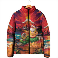 Hawaii Volcano Christmas Padded Jacket Hula Santa And Monk Seal LT05 - Polynesian Pride
