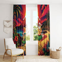 Hawaii Volcano Christmas Window Curtain Hula Santa And Monk Seal LT05 - Polynesian Pride