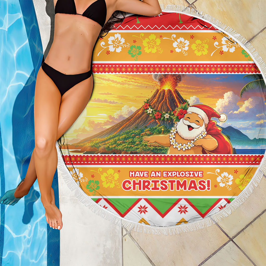 Hawaii Volcano Christmas Beach Blanket Have An Explosive Christmas LT05 - Polynesian Pride