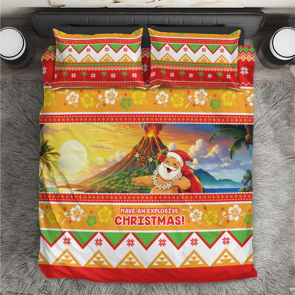 Hawaii Volcano Christmas Bedding Set Have An Explosive Christmas LT05 Red - Polynesian Pride