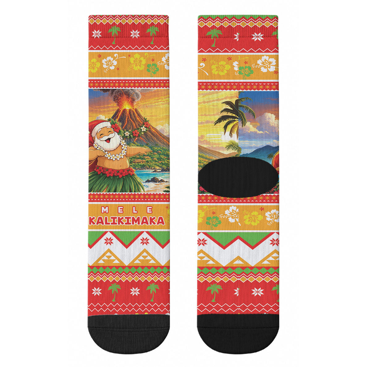 Hawaii Volcano Christmas Crew Socks Have An Explosive Christmas LT05 - Polynesian Pride