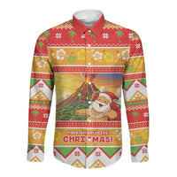 Hawaii Volcano Christmas Long Sleeve Button Shirt Have An Explosive Christmas LT05 Unisex Red - Polynesian Pride