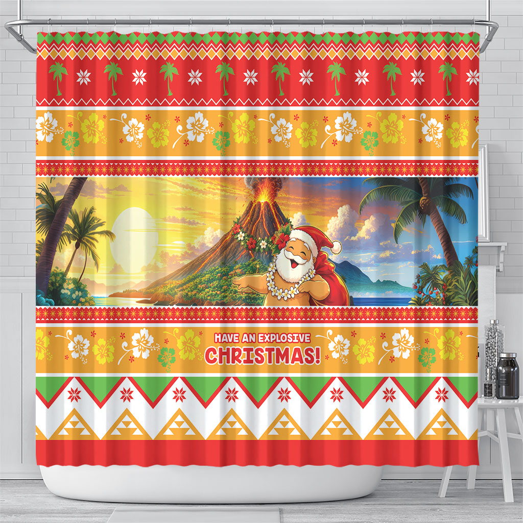 Hawaii Volcano Christmas Shower Curtain Have An Explosive Christmas LT05 - Polynesian Pride