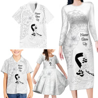 Lung Cancer Awareness Family Matching Long Sleeve Bodycon Dress and Hawaiian Shirt Never Give Up Polynesian Style LT05 - Polynesian Pride