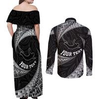 Personalised New Zealand Bungy Jumping Couples Matching Off Shoulder Maxi Dress and Long Sleeve Button Shirt Maori Pattern LT05 - Polynesian Pride