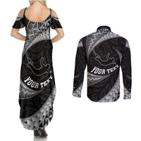 Personalised New Zealand Bungy Jumping Couples Matching Summer Maxi Dress and Long Sleeve Button Shirt Maori Pattern LT05 - Polynesian Pride