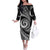 Personalised New Zealand Bungy Jumping Off The Shoulder Long Sleeve Dress Maori Pattern LT05 Women Black - Polynesian Pride