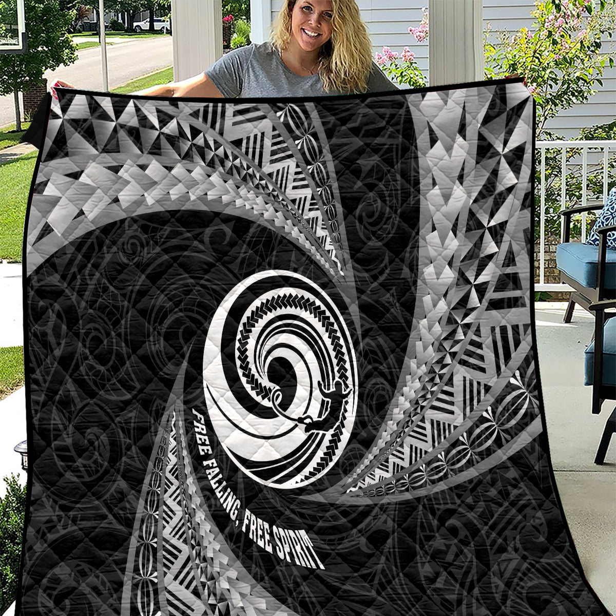 New Zealand Bungy Jumping Quilt Maori Pattern LT05 Black - Polynesian Pride