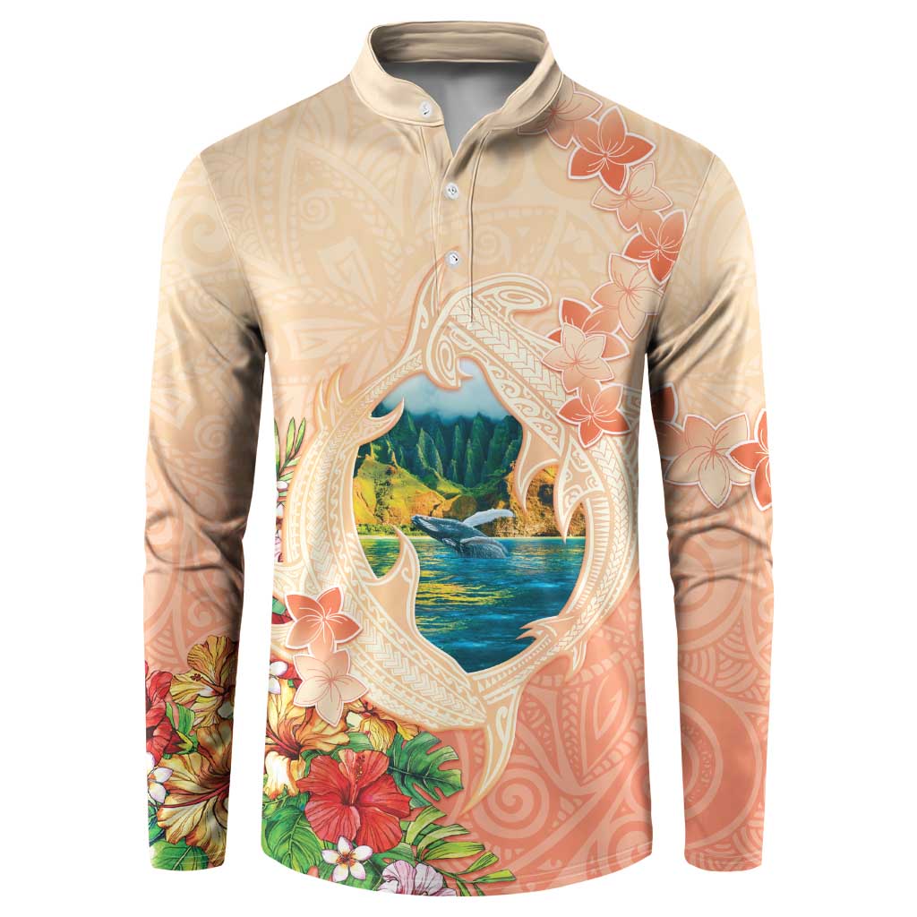 Hawaii Kauai Na Pali Coast Landscape Button Sweatshirt LT05 Peach - Polynesian Pride