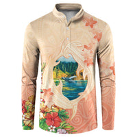Hawaii Kauai Na Pali Coast Landscape Button Sweatshirt LT05 Peach - Polynesian Pride