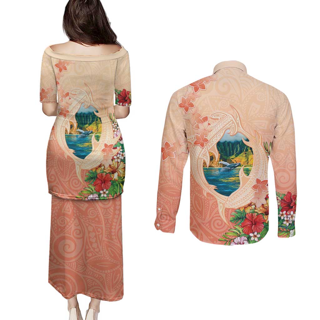Hawaii Kauai Na Pali Coast Landscape Couples Matching Puletasi and Long Sleeve Button Shirt LT05 - Polynesian Pride