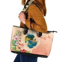 Hawaii Kauai Na Pali Coast Landscape Leather Tote Bag LT05 Peach - Polynesian Pride