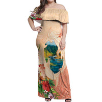 Hawaii Kauai Na Pali Coast Landscape Off Shoulder Maxi Dress LT05 Women Peach - Polynesian Pride