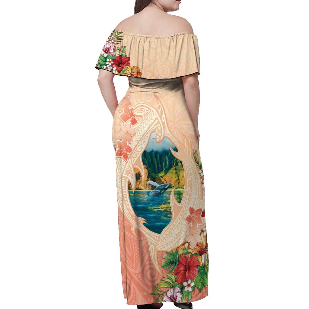 Hawaii Kauai Na Pali Coast Landscape Off Shoulder Maxi Dress LT05 - Polynesian Pride