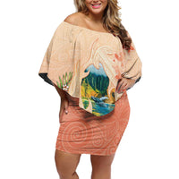 Hawaii Kauai Na Pali Coast Landscape Off Shoulder Short Dress LT05 Women Peach - Polynesian Pride