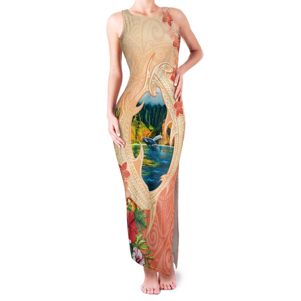 Hawaii Kauai Na Pali Coast Landscape Tank Maxi Dress LT05 Women Peach - Polynesian Pride