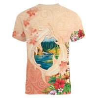 Hawaii Kauai Na Pali Coast Landscape Women V-Neck T-Shirt LT05 - Polynesian Pride