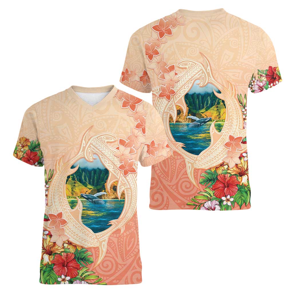 Hawaii Kauai Na Pali Coast Landscape Women V-Neck T-Shirt LT05 - Polynesian Pride