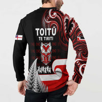 Aotearoa Toitu He Whakaputanga Button Sweatshirt Toitu Te Tiriti O Waitangi LT05 - Polynesian Pride