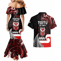 Aotearoa Toitu He Whakaputanga Couples Matching Mermaid Dress and Hawaiian Shirt Toitu Te Tiriti O Waitangi