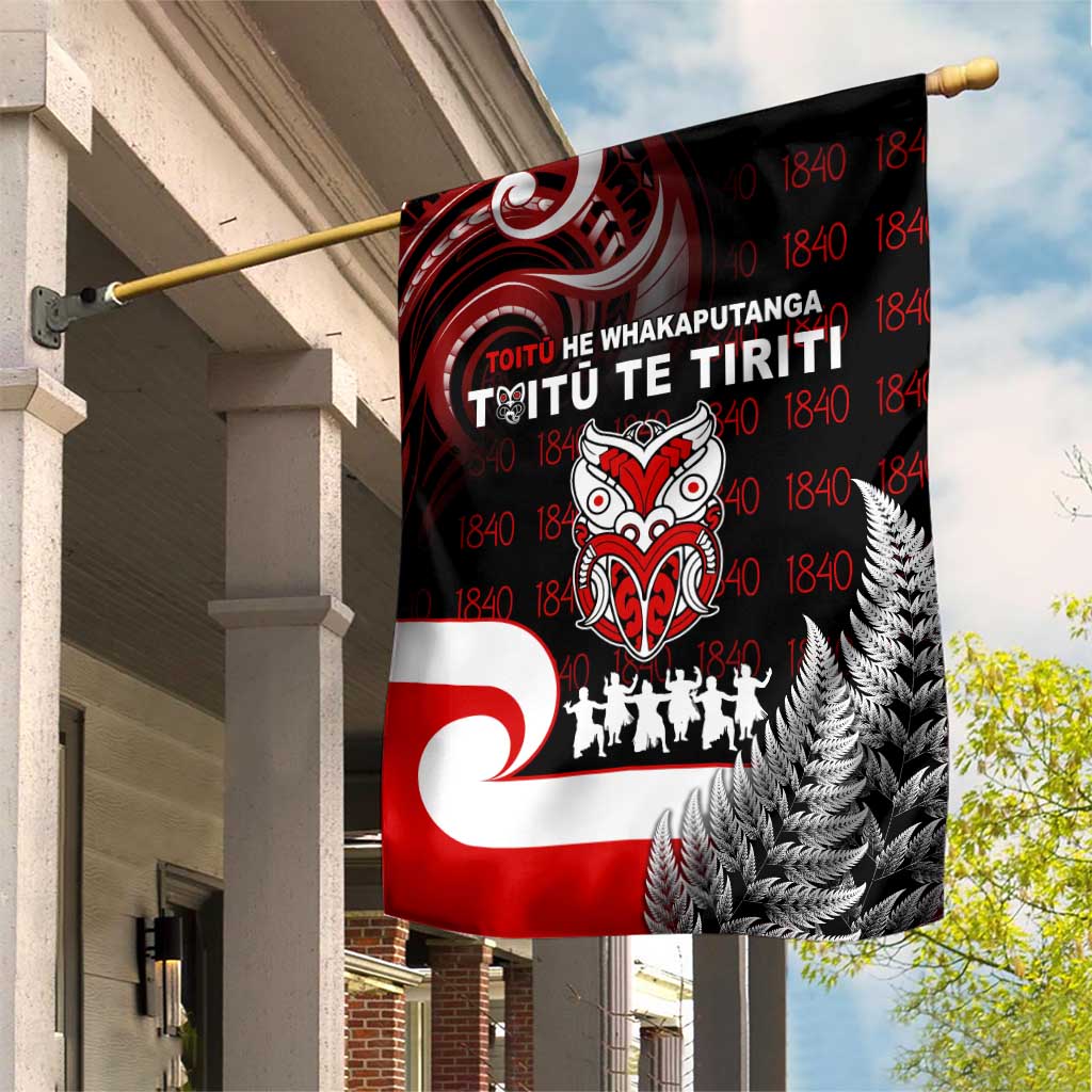 Aotearoa Toitu He Whakaputanga Garden Flag Toitu Te Tiriti O Waitangi LT05 House Flag Black - Polynesian Pride