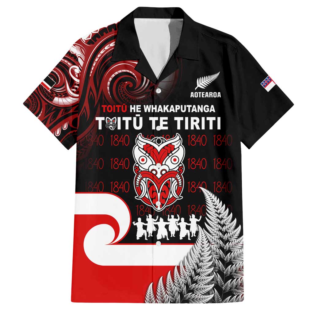 Aotearoa Toitu He Whakaputanga Hawaiian Shirt Toitu Te Tiriti O Waitangi LT05 Black - Polynesian Pride