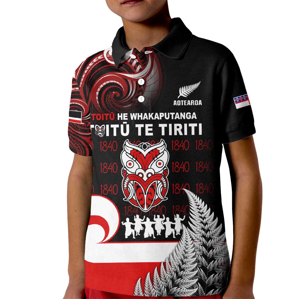 Aotearoa Toitu He Whakaputanga Kid Polo Shirt Toitu Te Tiriti O Waitangi