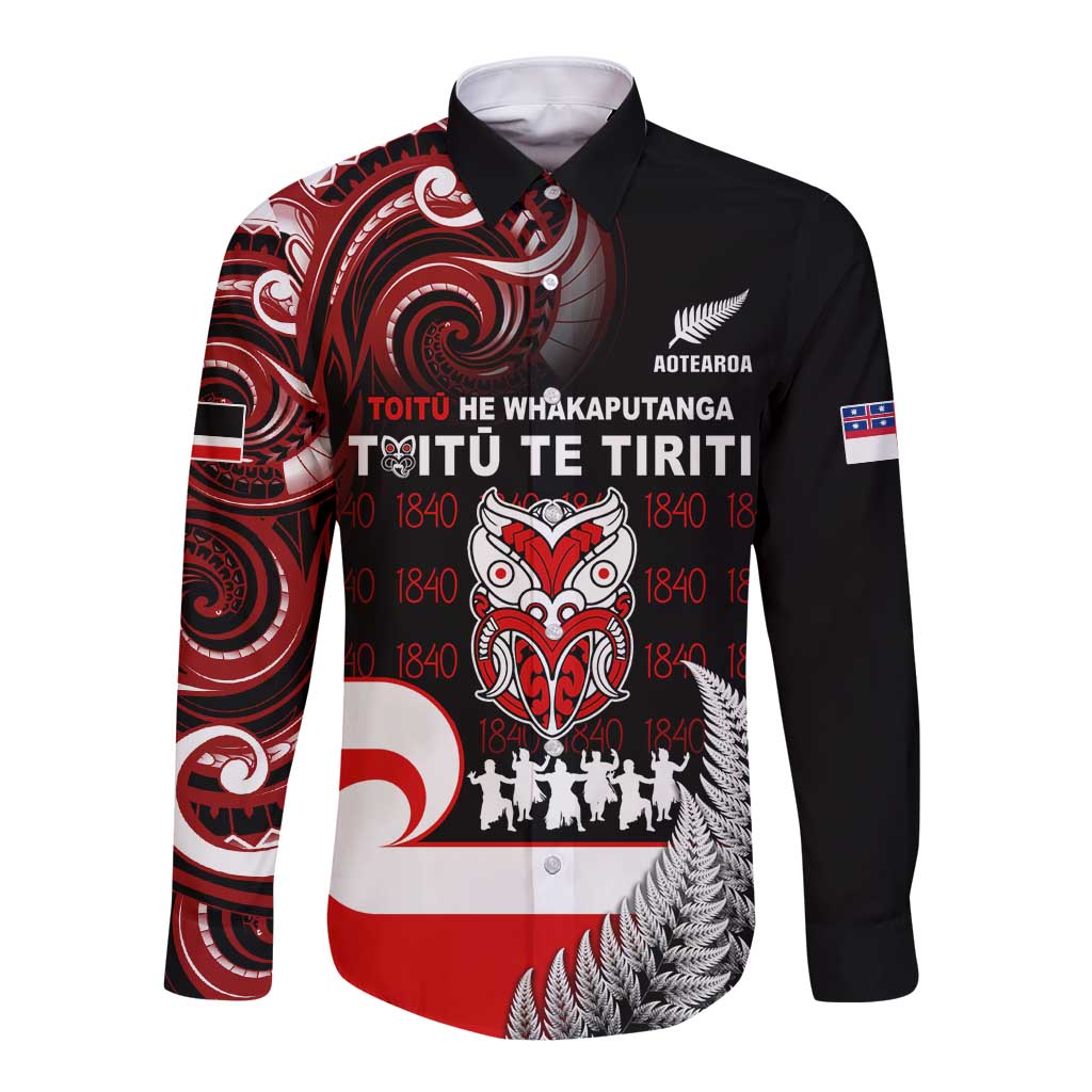 Aotearoa Toitu He Whakaputanga Long Sleeve Button Shirt Toitu Te Tiriti O Waitangi