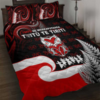 Aotearoa Toitu He Whakaputanga Quilt Bed Set Toitu Te Tiriti O Waitangi LT05 Black - Polynesian Pride