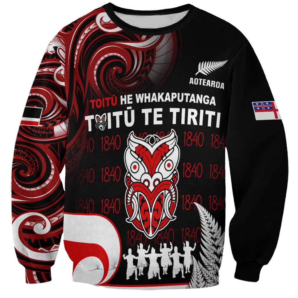 Aotearoa Toitu He Whakaputanga Sweatshirt Toitu Te Tiriti O Waitangi LT05 Unisex Black - Polynesian Pride