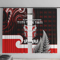 Aotearoa Toitu He Whakaputanga Window Curtain Toitu Te Tiriti O Waitangi LT05 With Hooks Black - Polynesian Pride