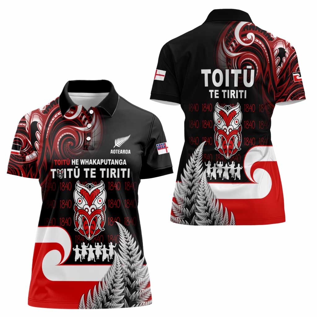 Aotearoa Toitu He Whakaputanga Women Polo Shirt Toitu Te Tiriti O Waitangi