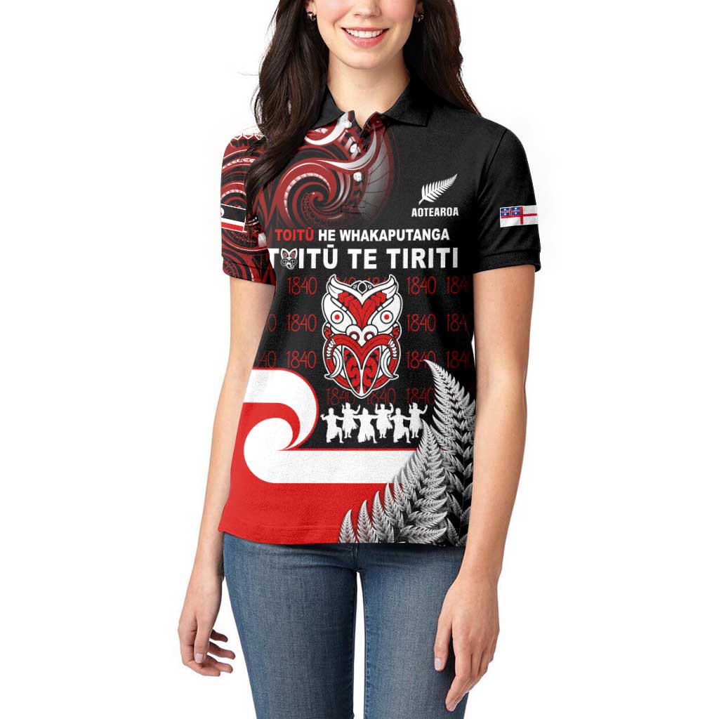 Aotearoa Toitu He Whakaputanga Women Polo Shirt Toitu Te Tiriti O Waitangi