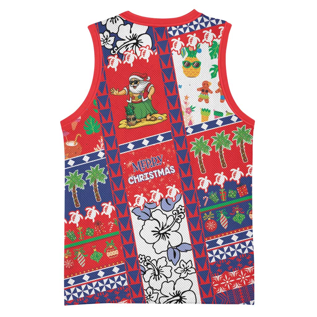 Wallis And Futuna Christmas Basketball Jersey Festive Beach Vibes - Polynesian Pride