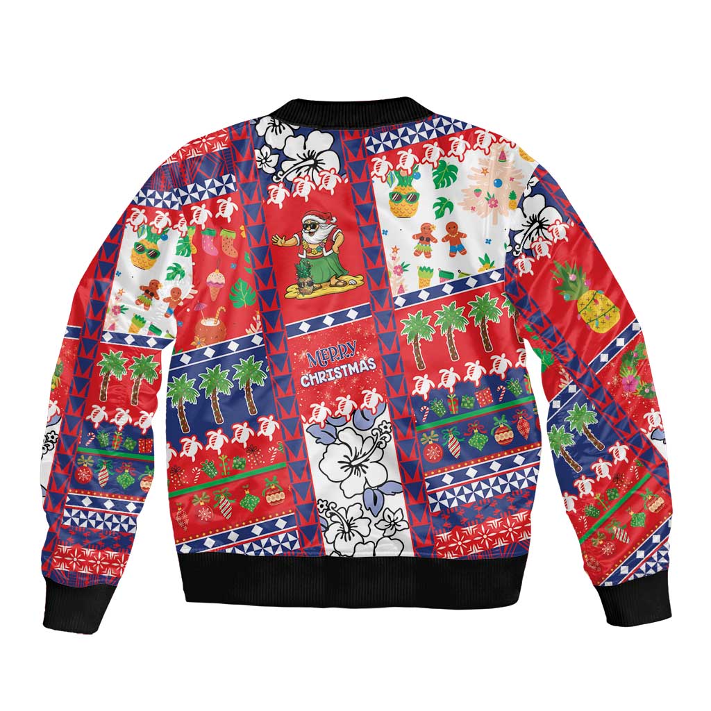Wallis And Futuna Christmas Bomber Jacket Festive Beach Vibes - Polynesian Pride