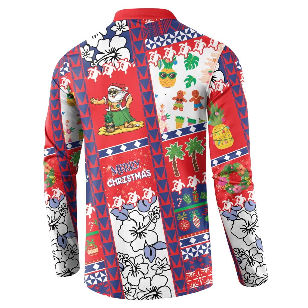 Wallis And Futuna Christmas Button Sweatshirt Festive Beach Vibes - Polynesian Pride