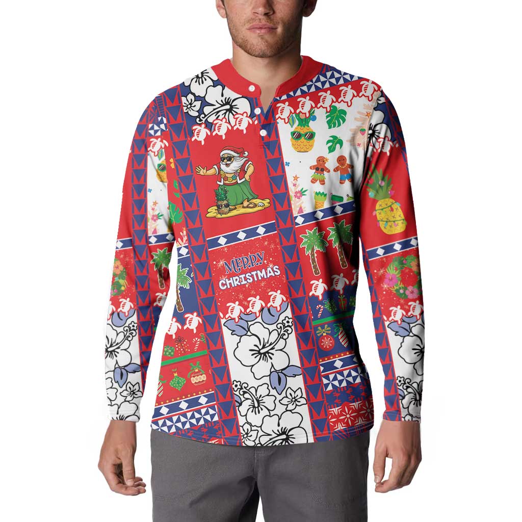 Wallis And Futuna Christmas Button Sweatshirt Festive Beach Vibes - Polynesian Pride