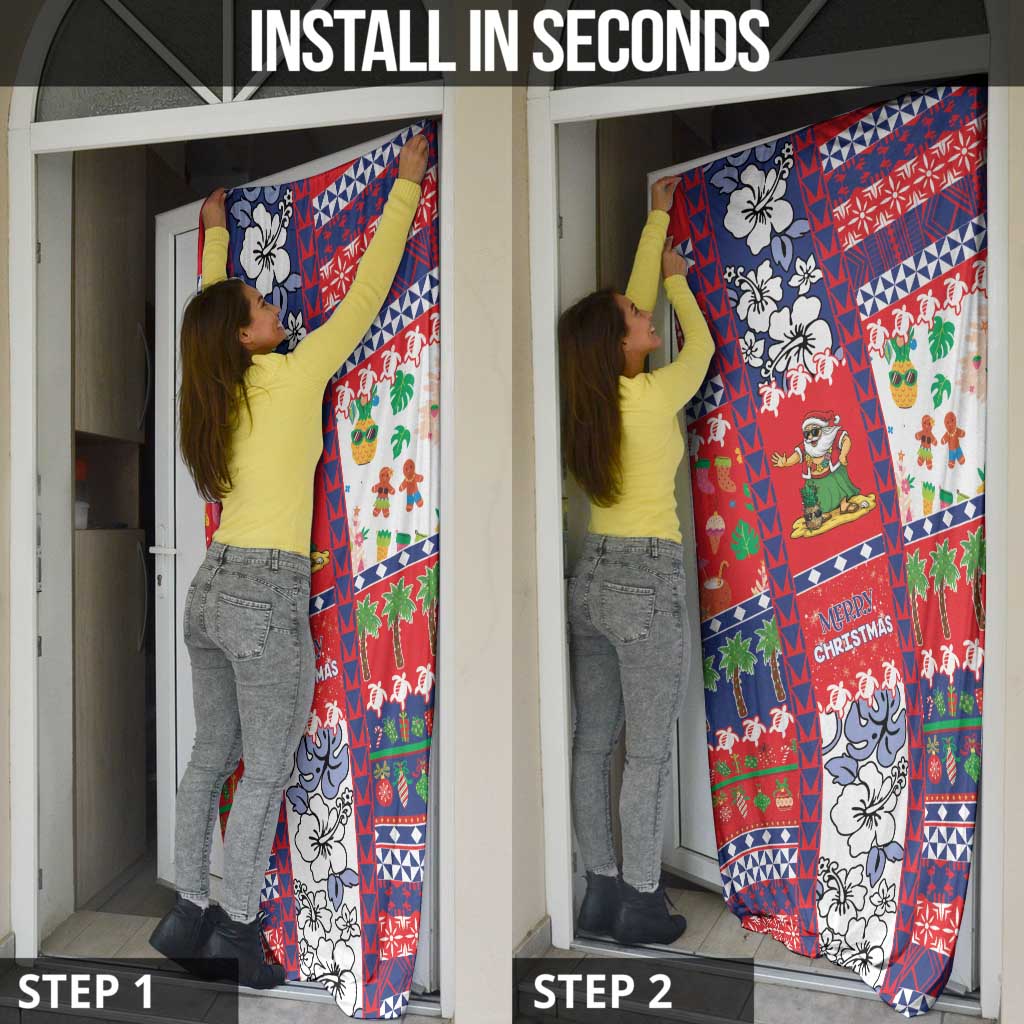 Wallis And Futuna Christmas Door Cover Festive Beach Vibes - Polynesian Pride