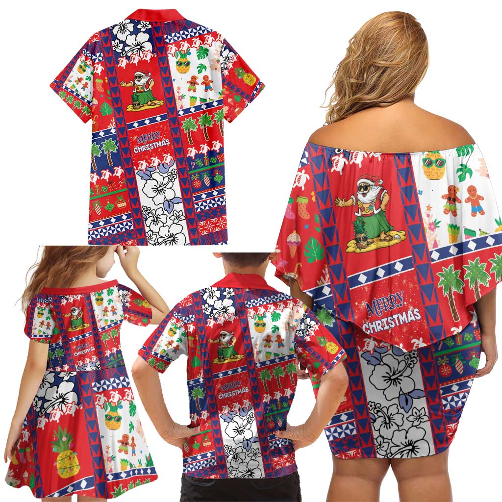 Wallis And Futuna Christmas Family Matching Off Shoulder Short Dress and Hawaiian Shirt Festive Beach Vibes - Polynesian Pride