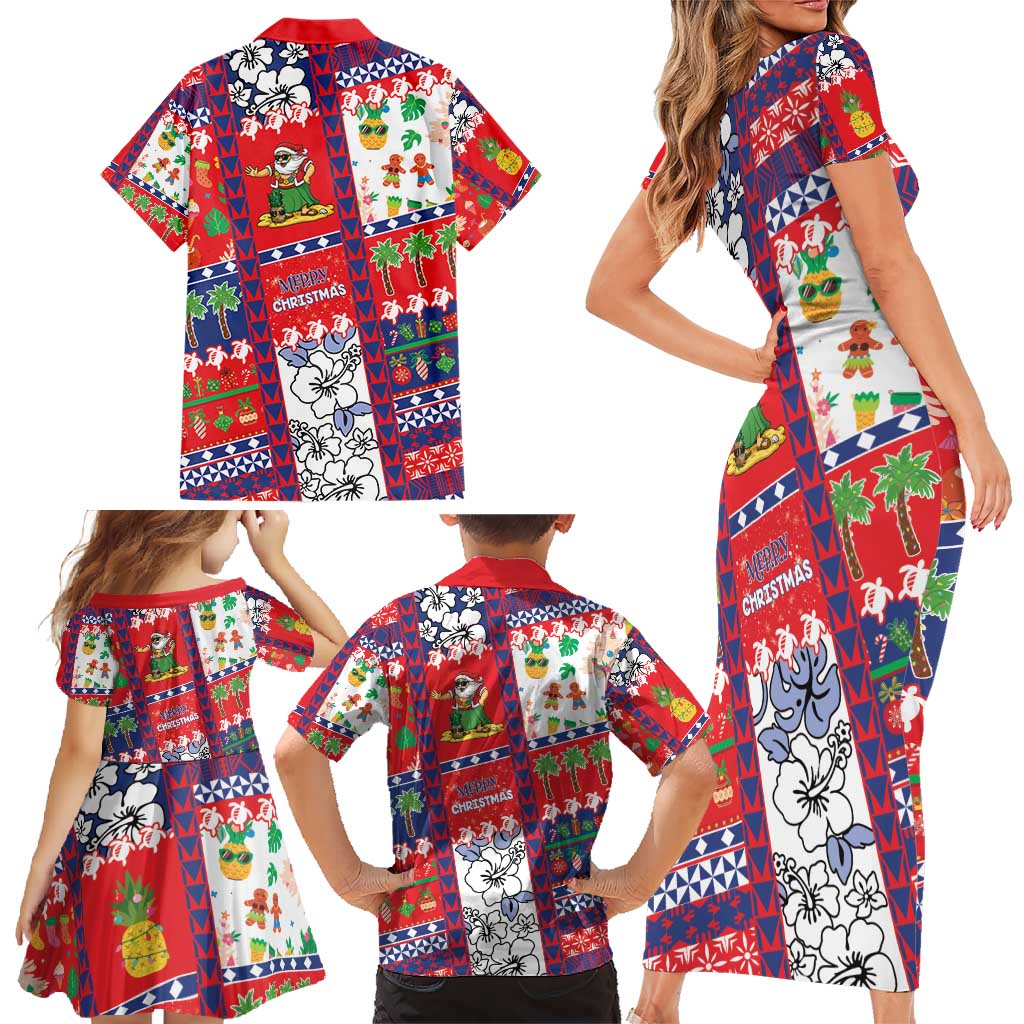Wallis And Futuna Christmas Family Matching Short Sleeve Bodycon Dress and Hawaiian Shirt Festive Beach Vibes - Polynesian Pride