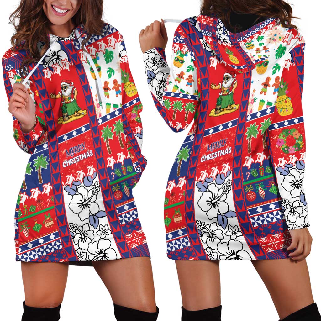 Wallis And Futuna Christmas Hoodie Dress Festive Beach Vibes - Polynesian Pride