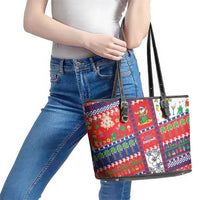 Wallis And Futuna Christmas Leather Tote Bag Festive Beach Vibes - Polynesian Pride