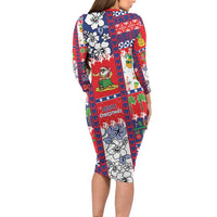 Wallis And Futuna Christmas Long Sleeve Bodycon Dress Festive Beach Vibes - Polynesian Pride