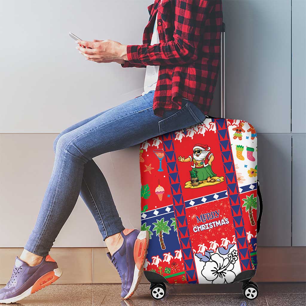 Wallis And Futuna Christmas Luggage Cover Festive Beach Vibes - Polynesian Pride