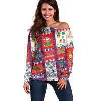 Wallis And Futuna Christmas Off Shoulder Sweater Festive Beach Vibes - Polynesian Pride
