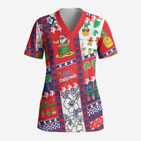 Wallis And Futuna Christmas Scrub Top Festive Beach Vibes - Polynesian Pride