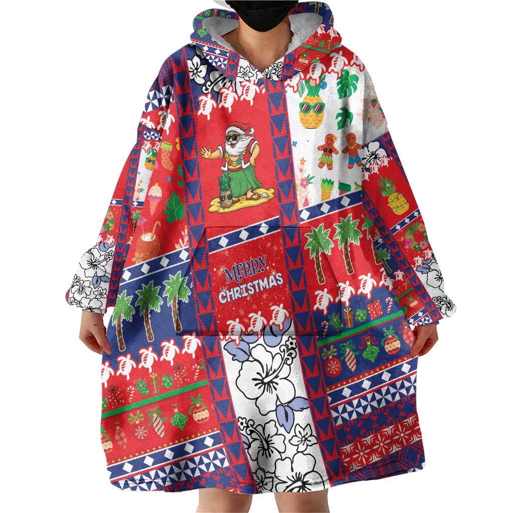 Wallis And Futuna Christmas Wearable Blanket Hoodie Festive Beach Vibes - Polynesian Pride