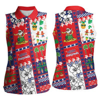 Wallis And Futuna Christmas Women Sleeveless Polo Shirt Festive Beach Vibes - Polynesian Pride