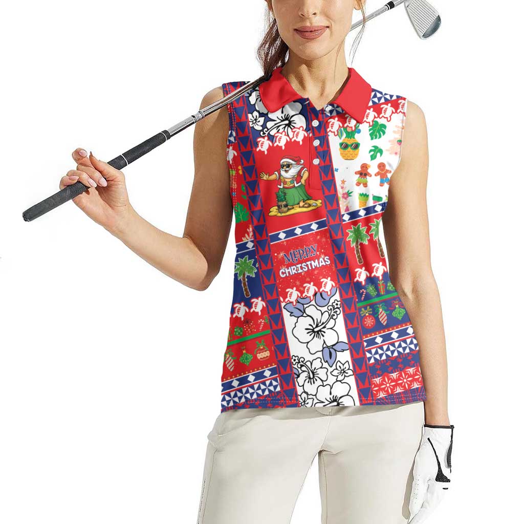 Wallis And Futuna Christmas Women Sleeveless Polo Shirt Festive Beach Vibes - Polynesian Pride